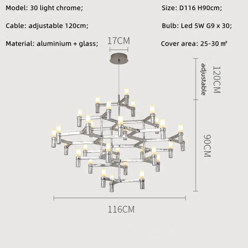 Chrome Multi-Tier Chandelier