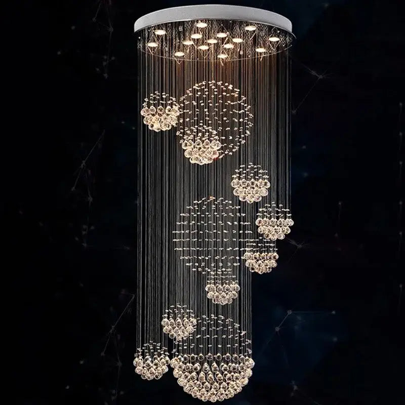 Chrome Crystal Ball Chandelier