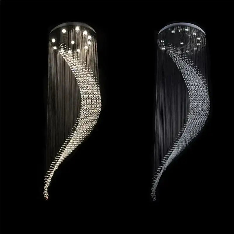 Chrome Spiral Crystal Chandelier