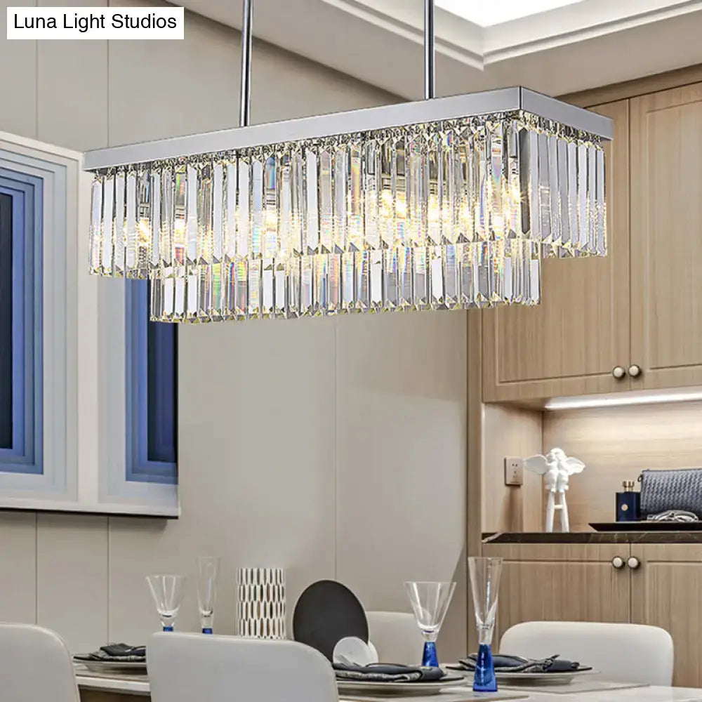 Chrome Rectangular Crystal Pendant