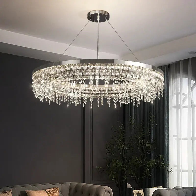 Chrome Crystal LED Circle Chandelier
