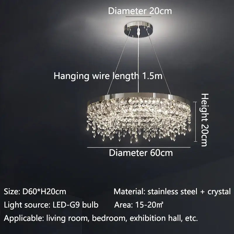 Chrome Crystal LED Circle Chandelier