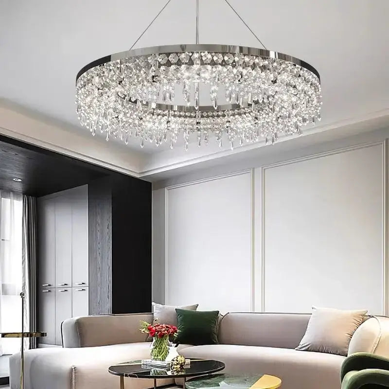 Chrome Crystal LED Circle Chandelier