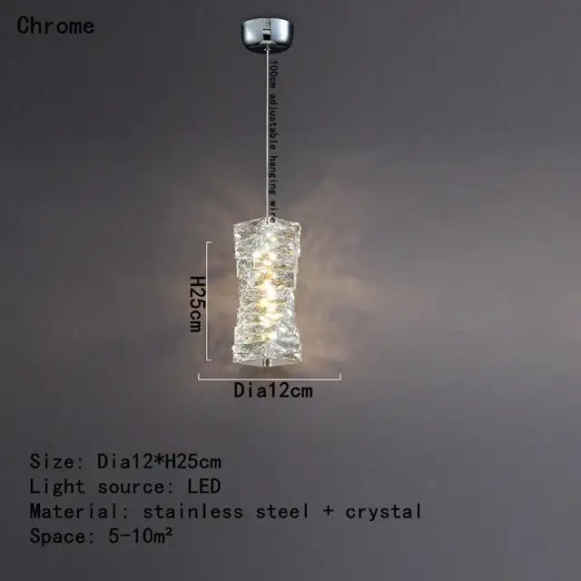 Chrome Crystal Dining Pendant Lamp