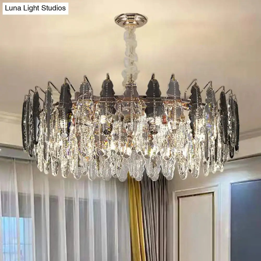 Chrome Crystal Drum Pendant Light