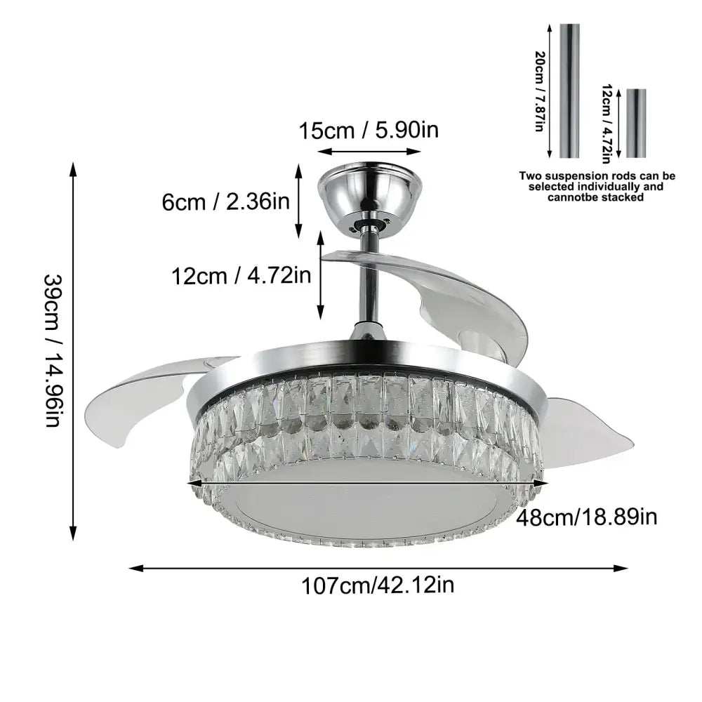 Chrome Crystal Fan Chandelier