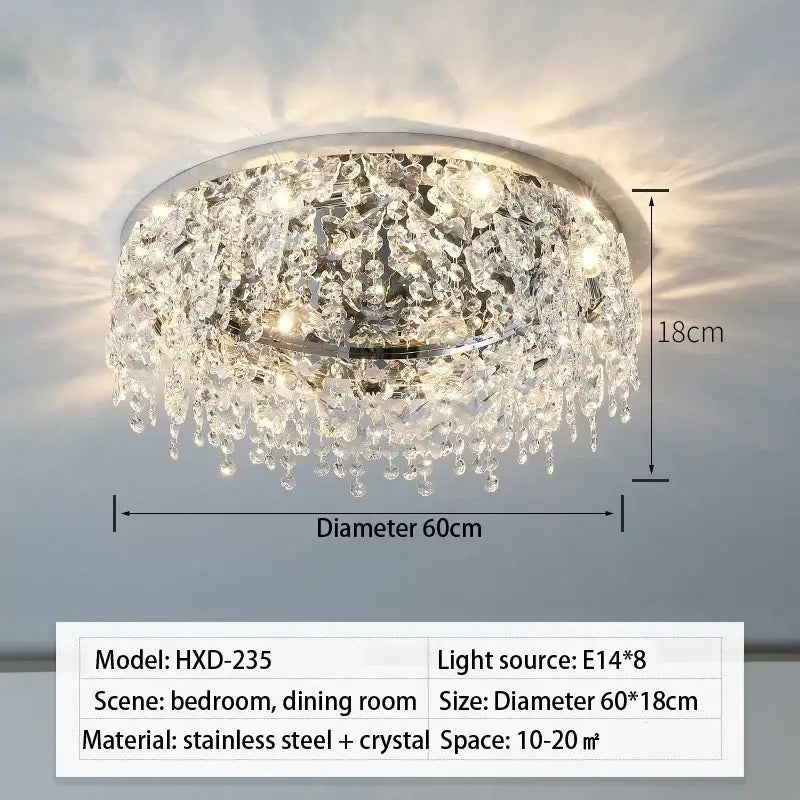 Chrome Crystal LED Chandelier 50 To 80cm