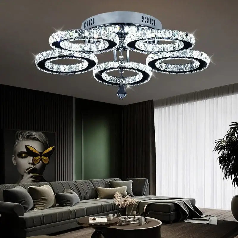 Chrome Crystal LED 5-Head Nordic Chandelier