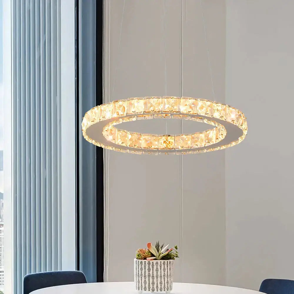 Chrome Crystal 1-Ring Dining Area Pendant Light