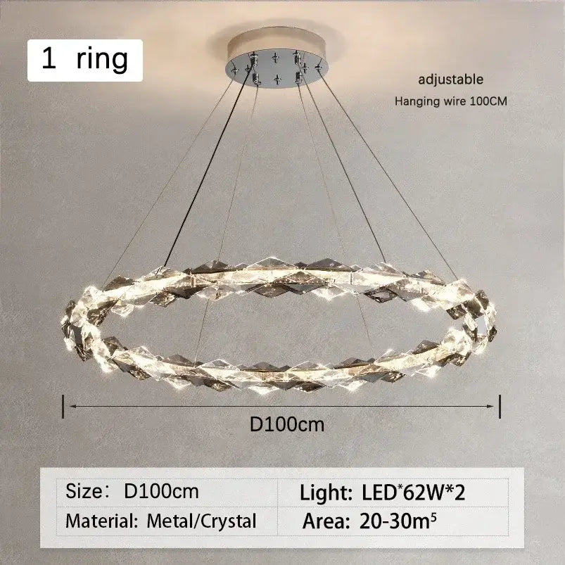 Chrome Dimmable Crystal Chandelier