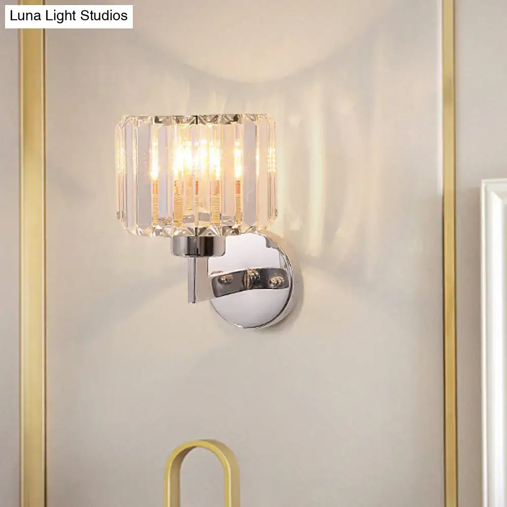 Chrome Crystal Wall Sconce Cylinder or Square