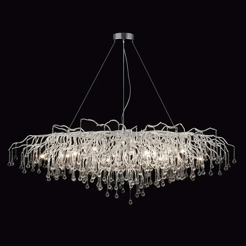Chrome Water Drop Chandelier Branch Design 120cm