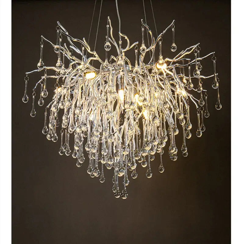 Chrome Water Drop Chandelier Branch Design 120cm