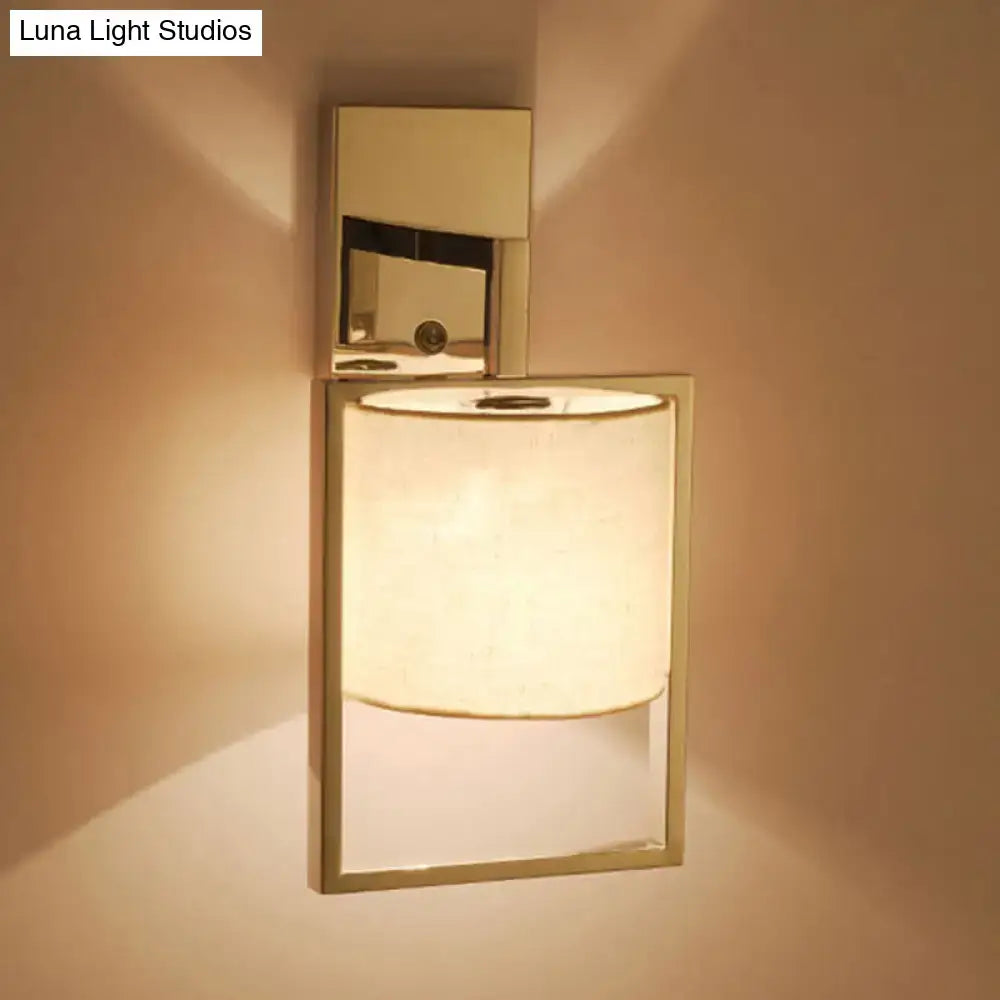 Chrome Fabric Cylinder Sconce