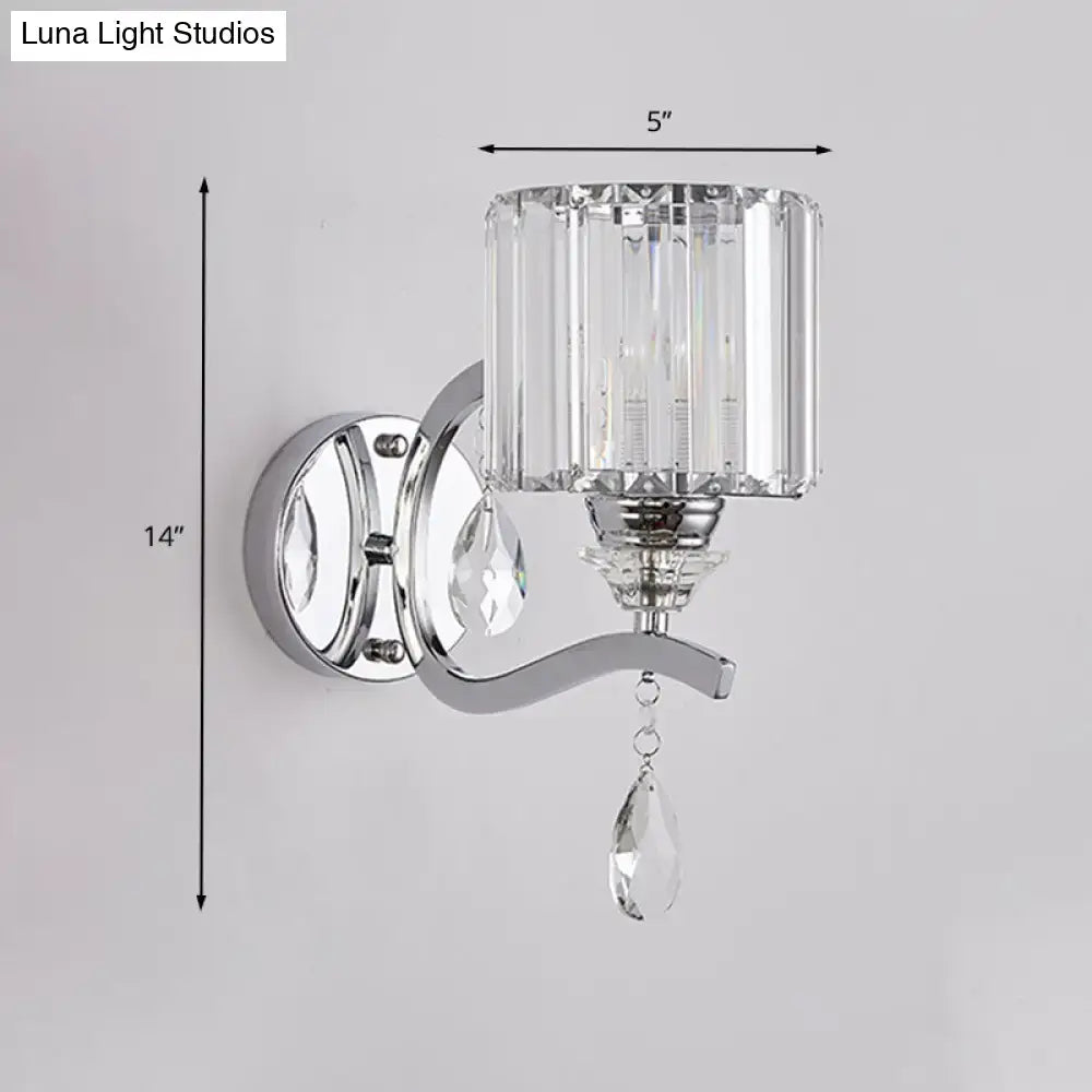 Chrome Crystal Block Sconce