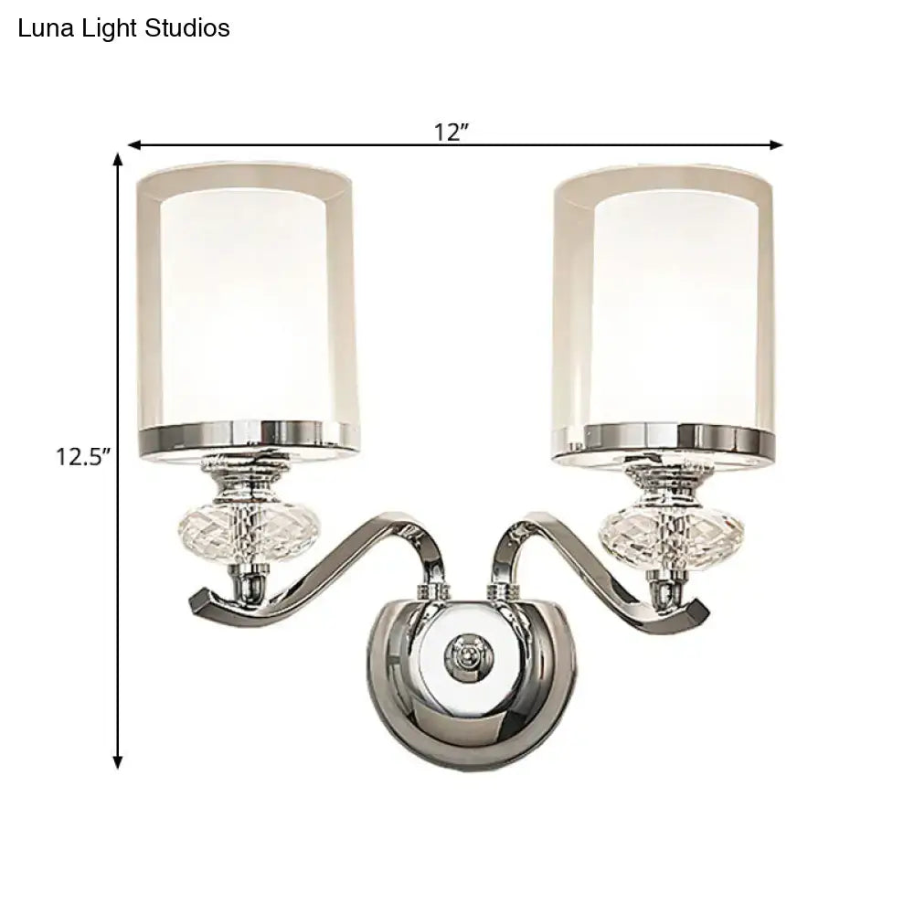 Chrome Cylinder Bathroom Sconce