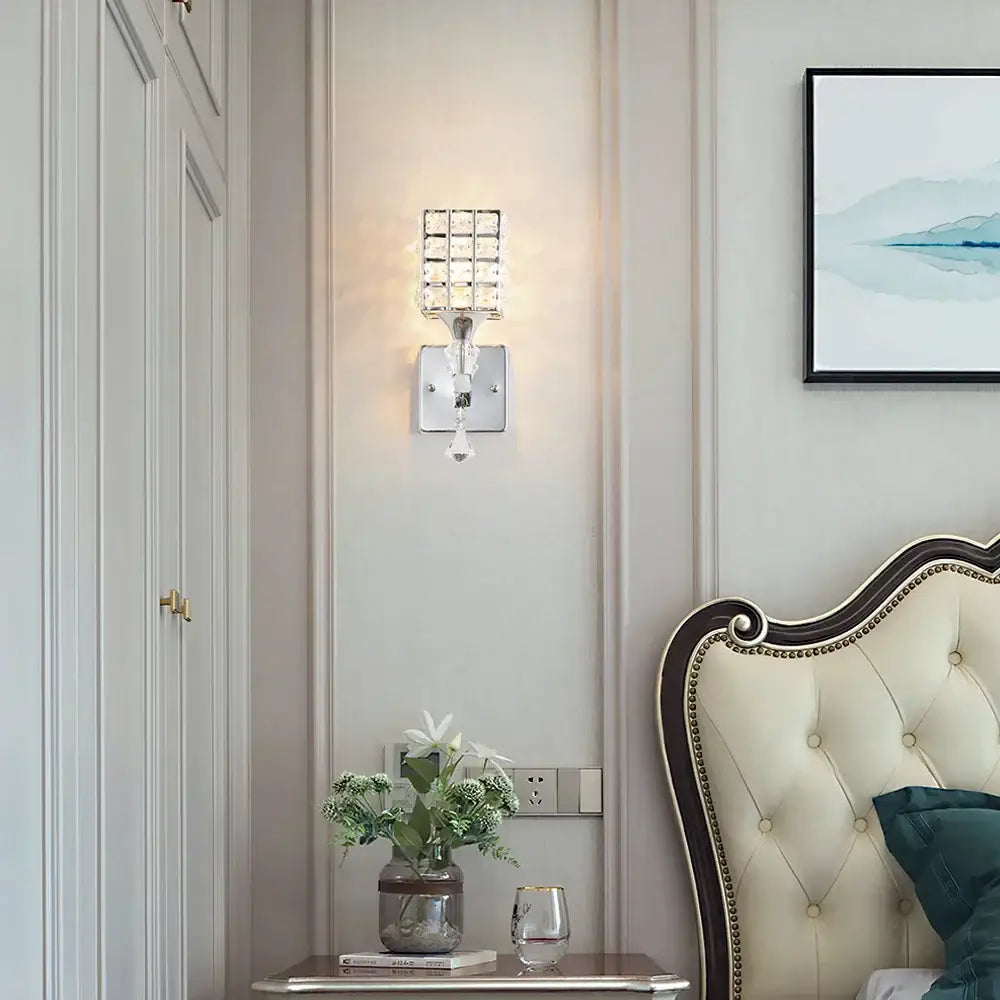 Silver Crystal Wall Light