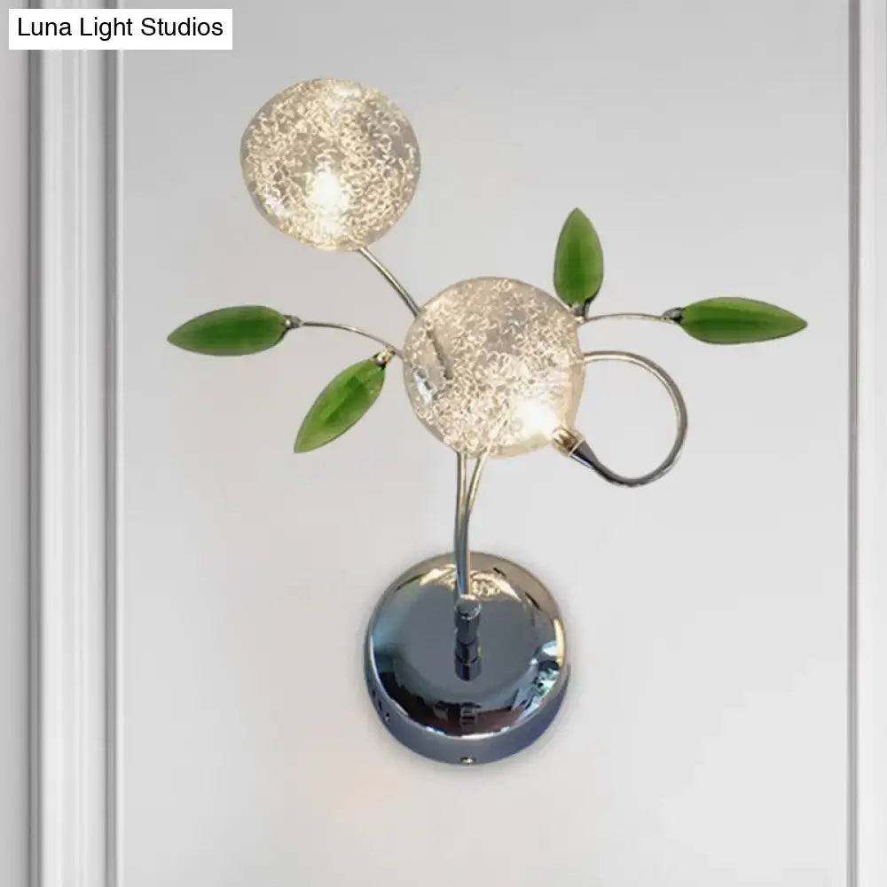 Green Crystal Leaf Sconce