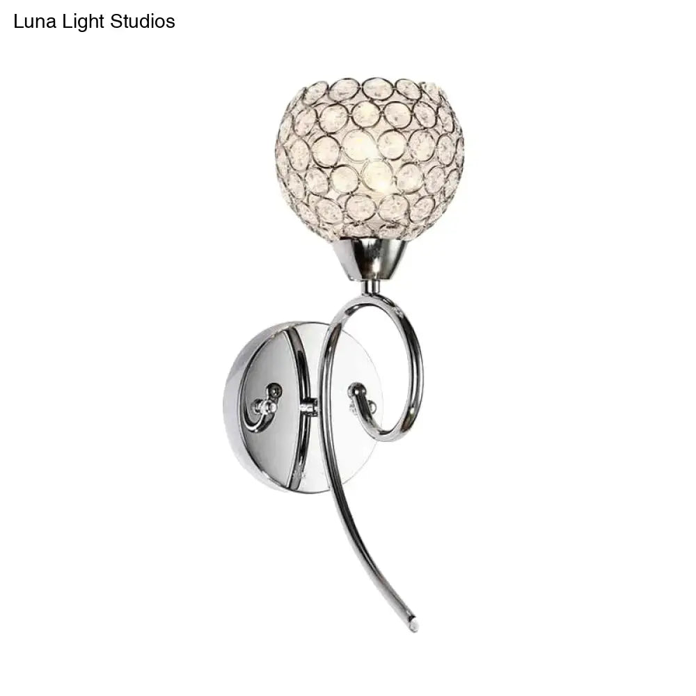 Chrome Hemisphere Crystal Wall Sconce