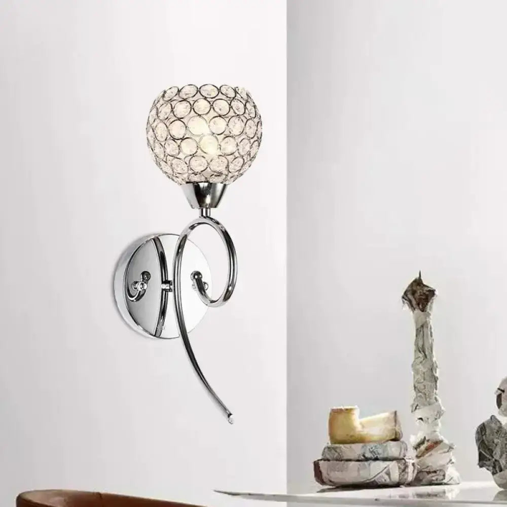 Chrome Hemisphere Crystal Wall Sconce
