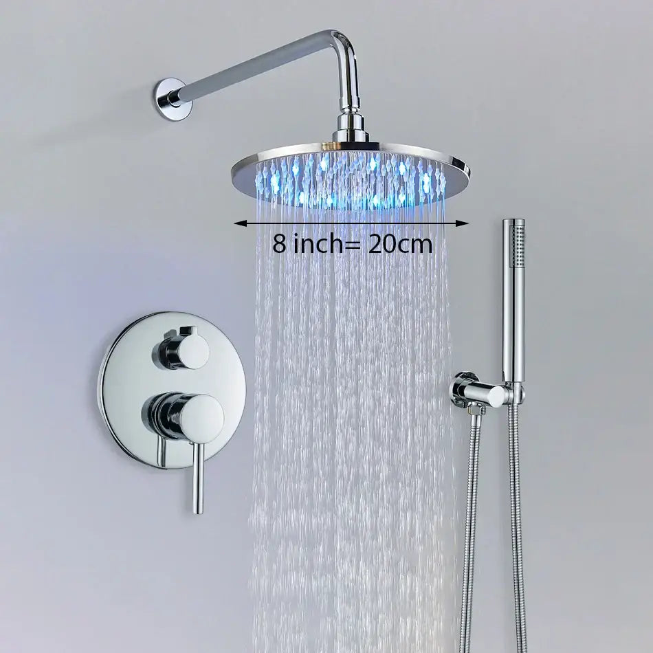Brass Rain Shower Set 10-inch Chrome Round Head