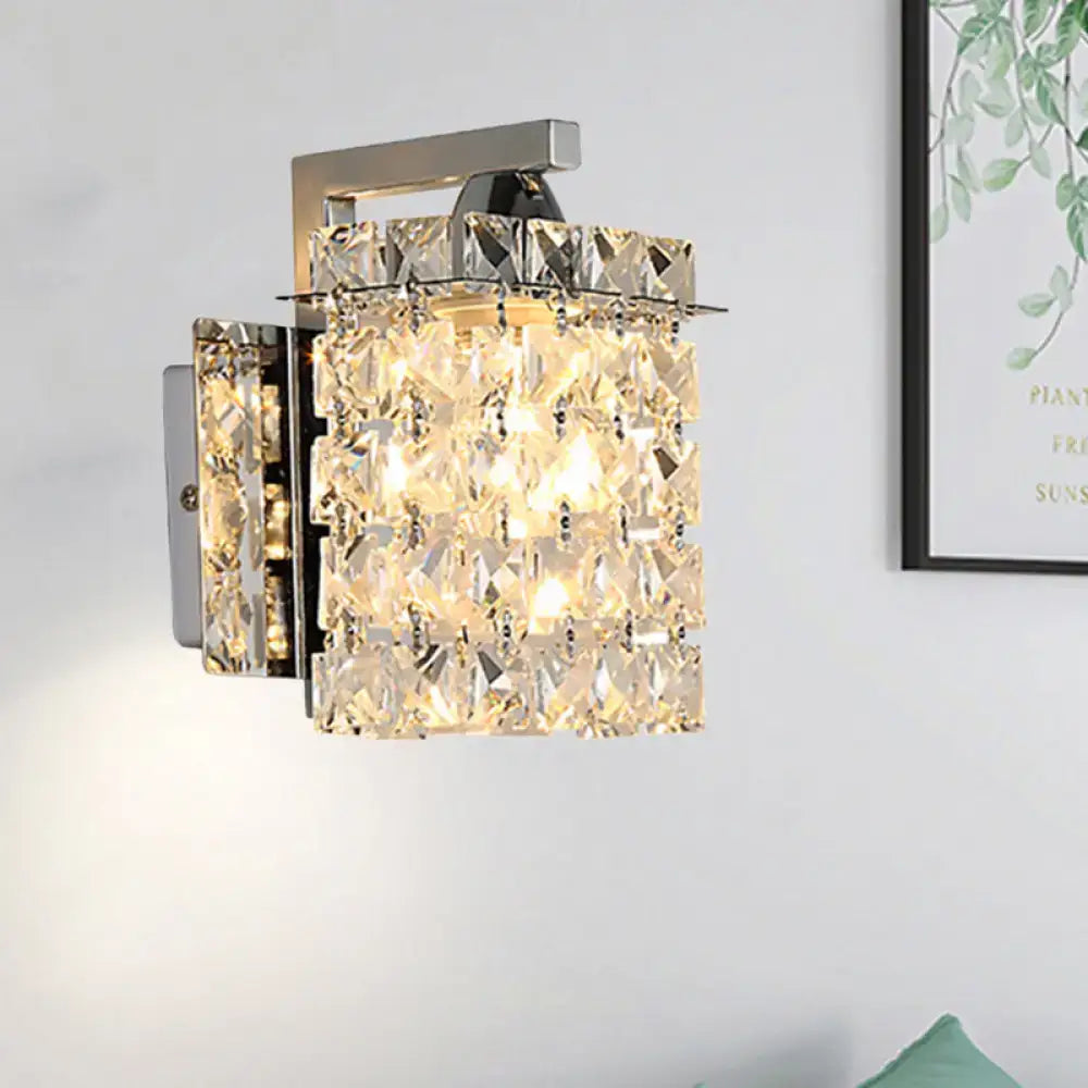 Chrome Crystal Rectangular Wall Light