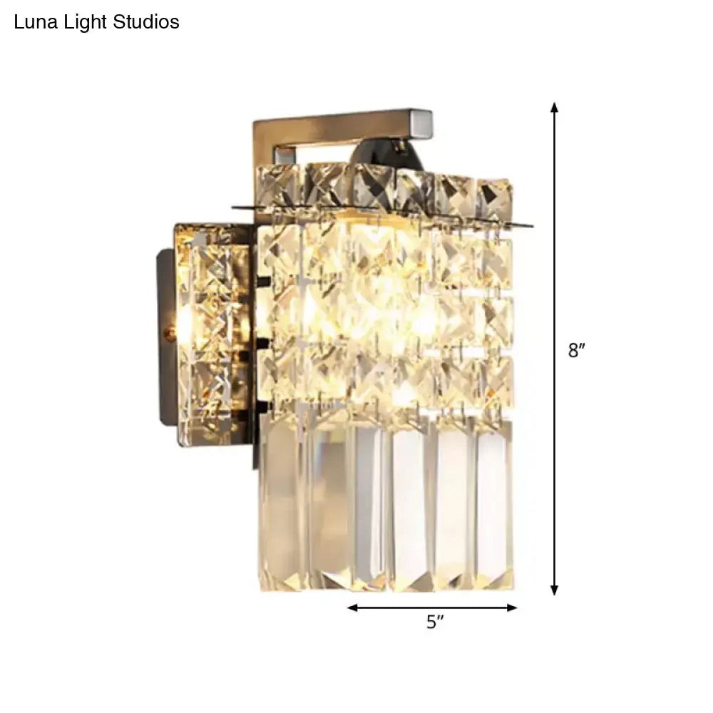 Chrome Crystal Rectangular Wall Light