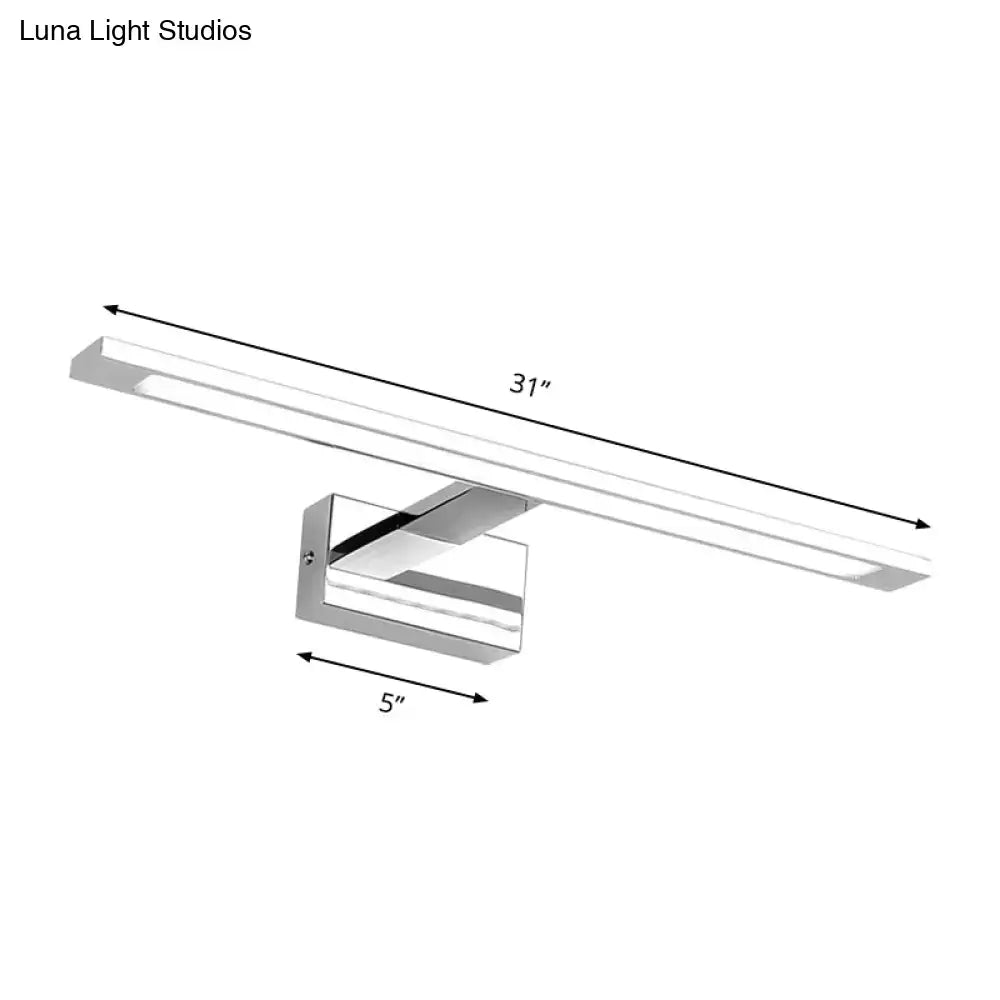 Chrome LED Vanity Light Rectangular Nickel