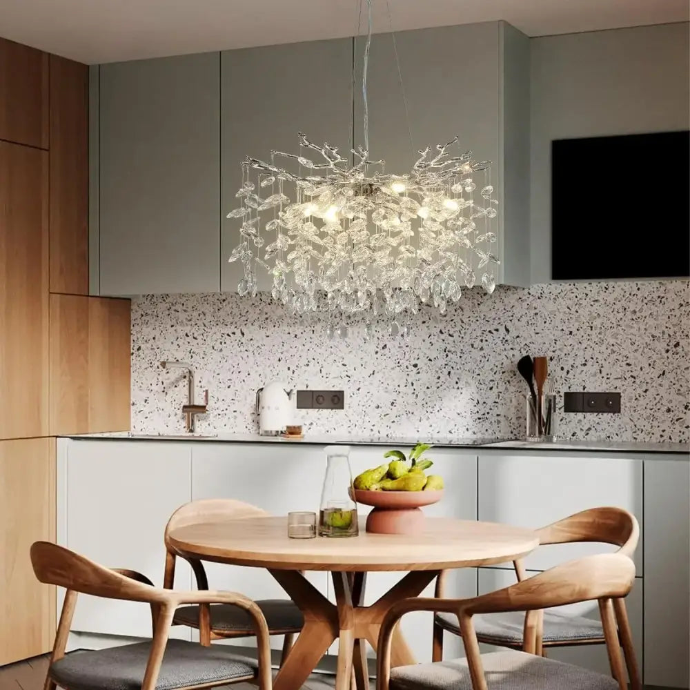 Chrome Crystal Branch Chandelier in Gold or Silver