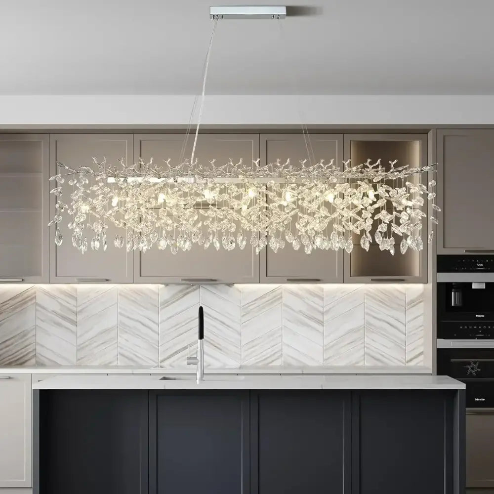 Chrome Crystal Branch Chandelier in Gold or Silver