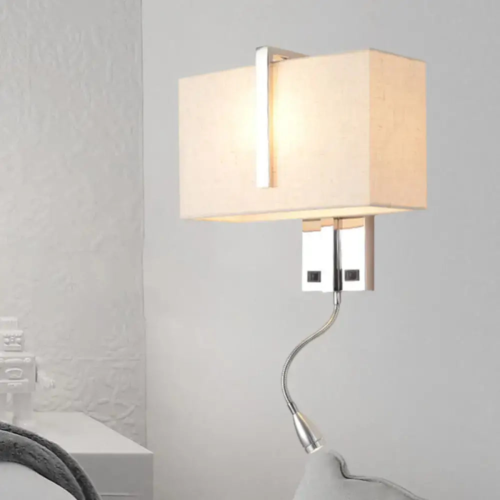 Chrome Fabric Rectangle Sconce