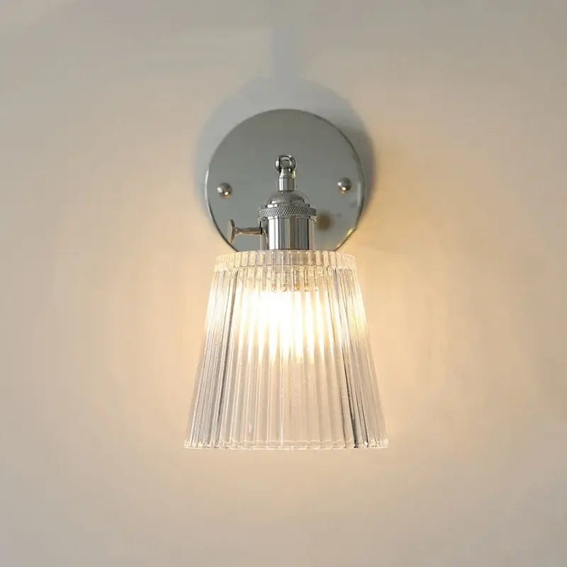 Chrome Ribbed Glass Lamp