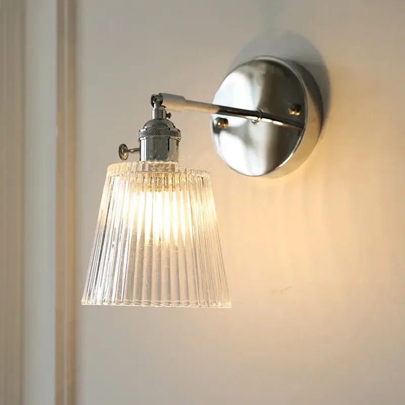 Chrome Ribbed Glass Dining Wall Lamp