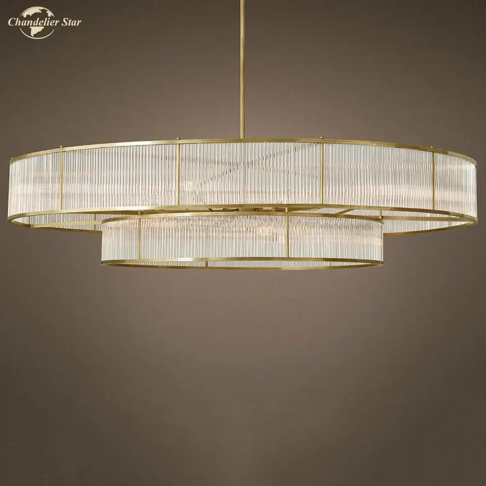 Chrome Ribbed Glass Chandelier with Metal Frame
