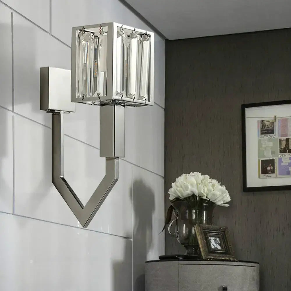 Chrome Crystal Wall Lamp Dual-Light Layered