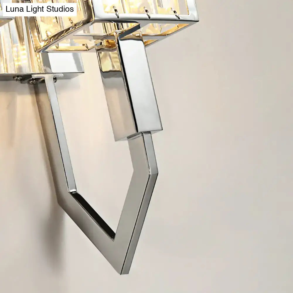 Chrome Crystal Wall Lamp Dual-Light Layered