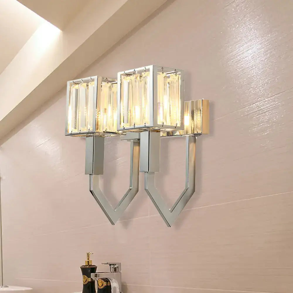 Chrome Crystal Wall Lamp Dual-Light Layered