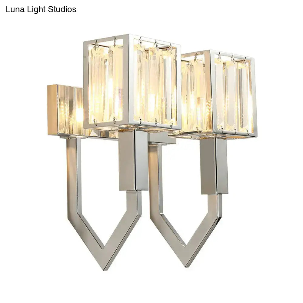 Chrome Crystal Wall Lamp Dual-Light Layered