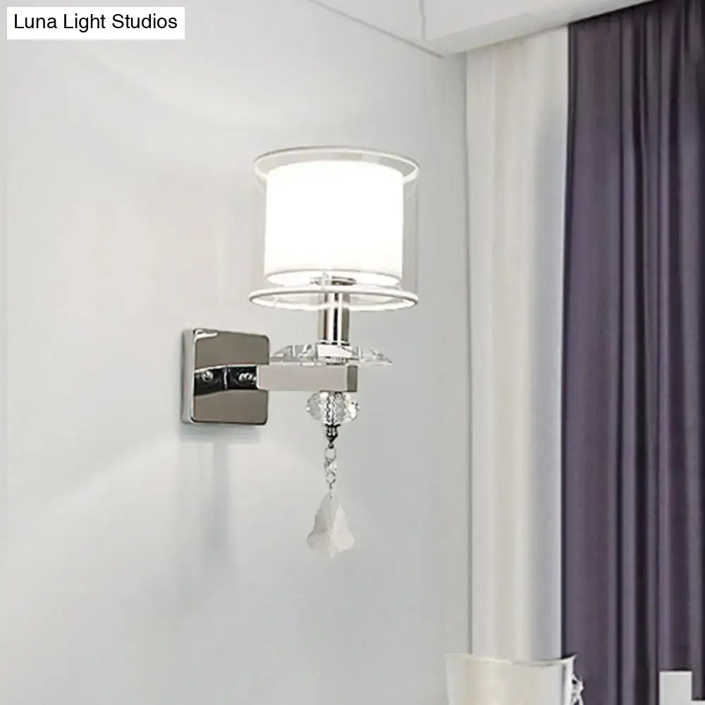 Chrome Crystal Glass Sconce