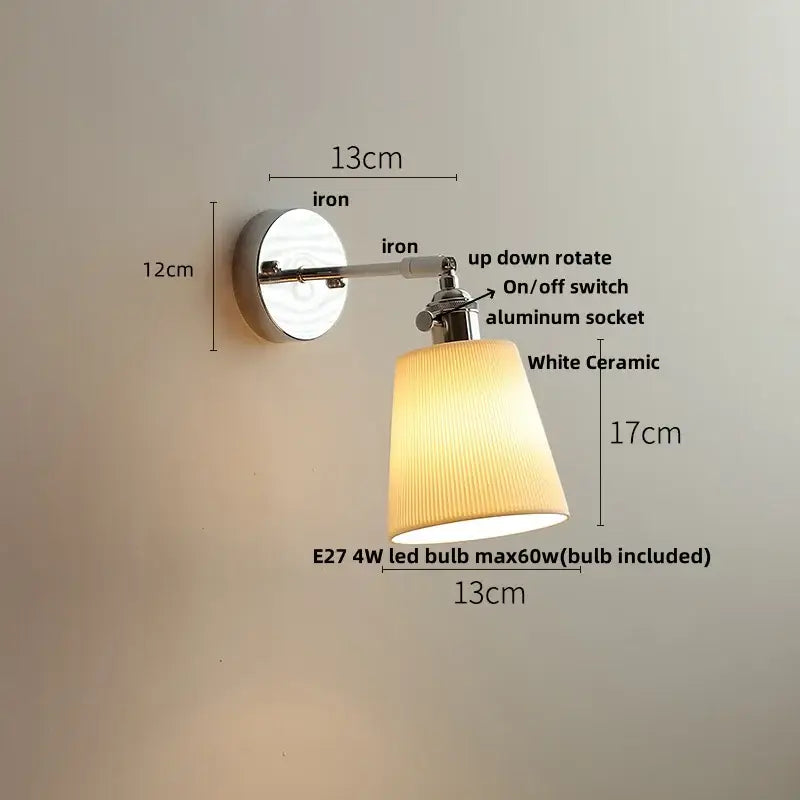 Chrome Fabric Shade Wall Light