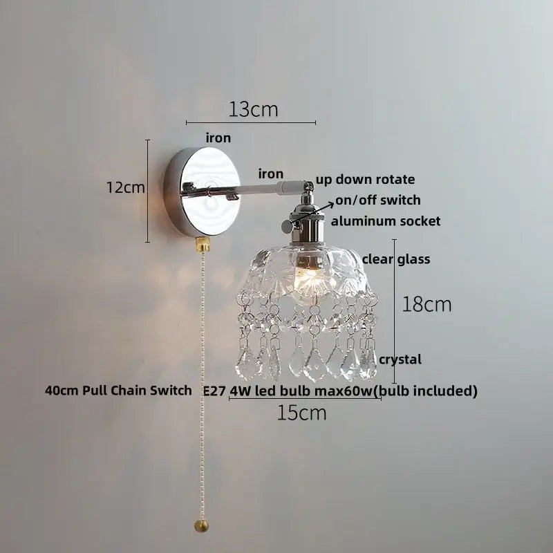 Chrome Fabric Shade Wall Light