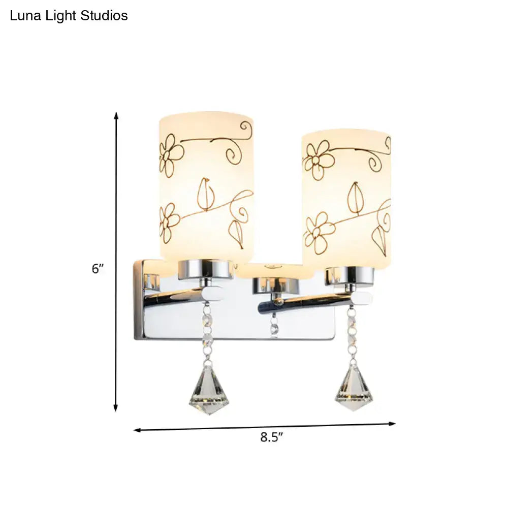 Chrome Glass Cylinder Floral Sconce