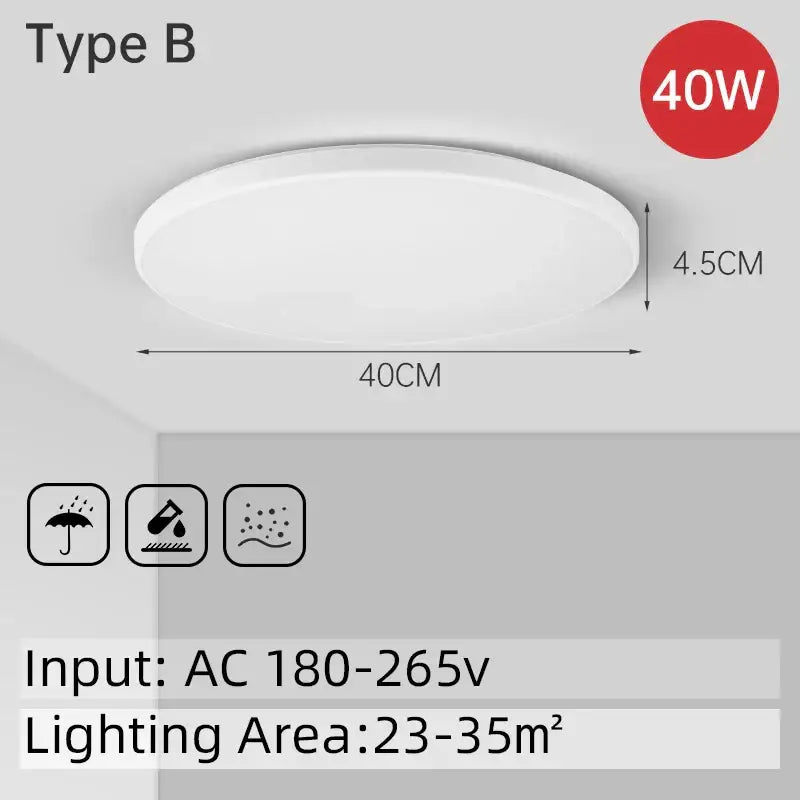 Black LED Circular Bathroom Ceiling Light