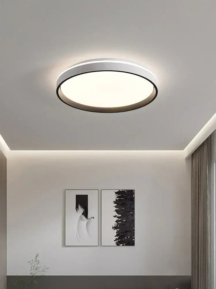 Black White LED Ceiling Lamp Dimmable Walnut