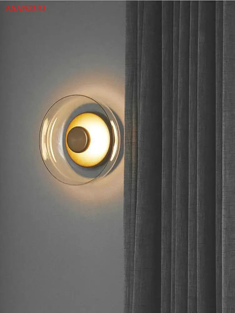 Amber Glass Wall Sconce for Bedroom or Living Space