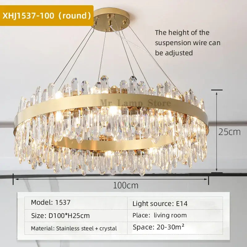 Gold Crystal Postmodern Chandelier