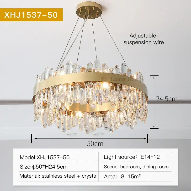 Gold Crystal Postmodern Chandelier