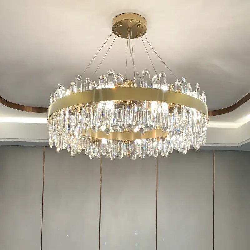 Gold Crystal Postmodern Chandelier