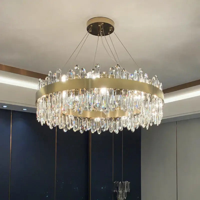 Gold Crystal Postmodern Chandelier