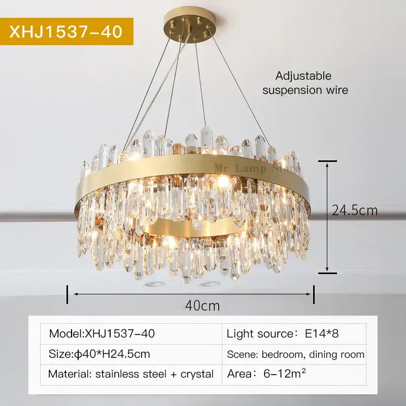 Gold Crystal Postmodern Chandelier